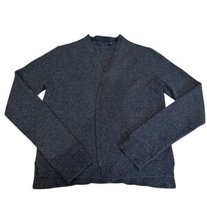 Alex + Alex Women Cardigan Medium Charcoal Grey 100% Cashmere Open Front Sweater